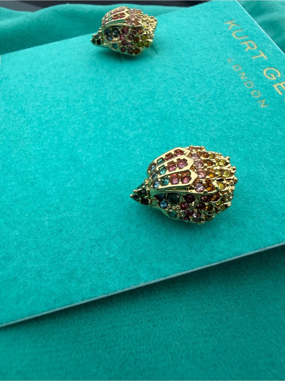 Kurt Geiger Gold-Tone Multicolor Crystal Teardrop Stud Earrings